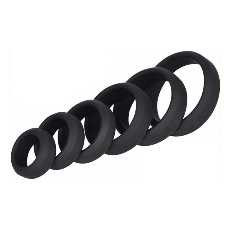 Generique Lot de 6 cockrings Silicone Hyperion Noir
